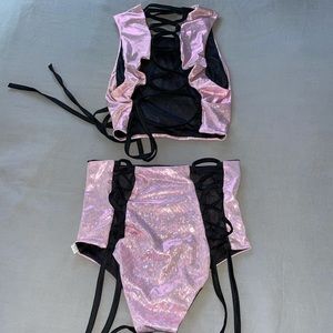 Holographic lace up Rave Set